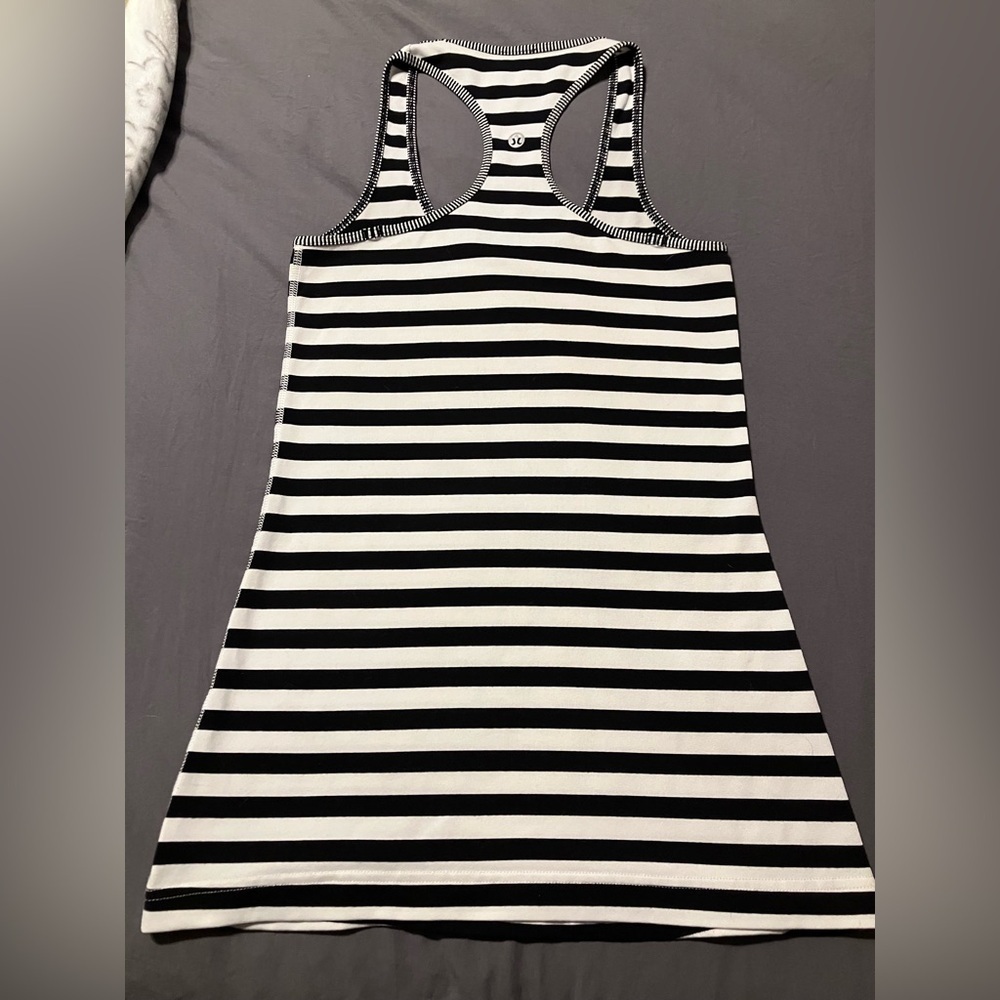 Lululemon Cool Striped Racerback Tank Black and White Striped